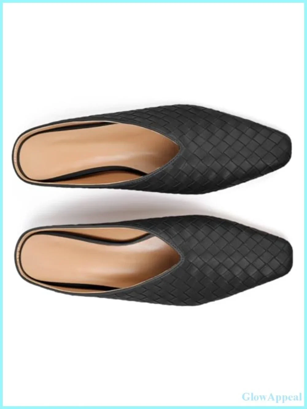 Woven Square Toe Wedge Mules for Women Slip On Comfortable Fashion Slides